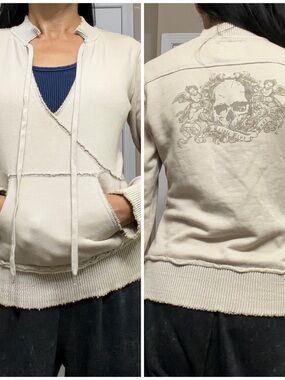 Vintage Y2K Triple Five Soul Distressed Cyber Grunge Sweater Scull Graphic Sz S